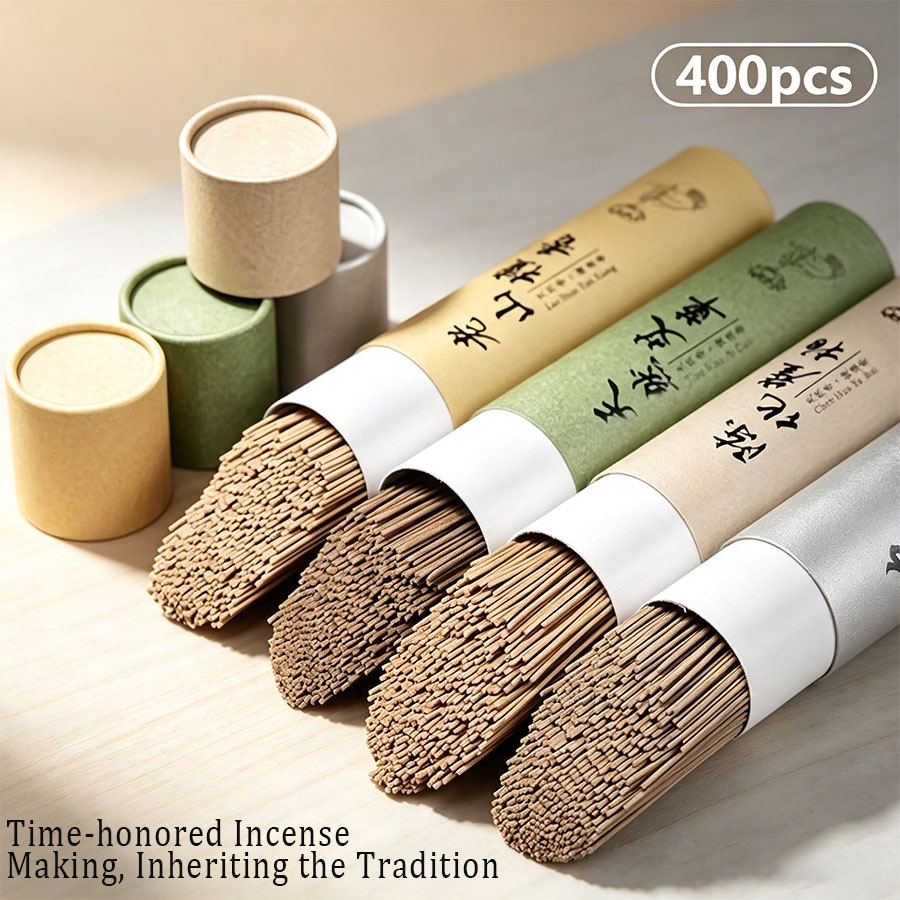 Home Fragrance Non Toxic - ธูปหอมทำมือหลากหลายชนิดจำนวน 400 ชิ้น พร้อมที่วางธูปทรงดอกบัวสไตล์ตะวันออก มีให้เลือกหลายกลิ่น เช่น