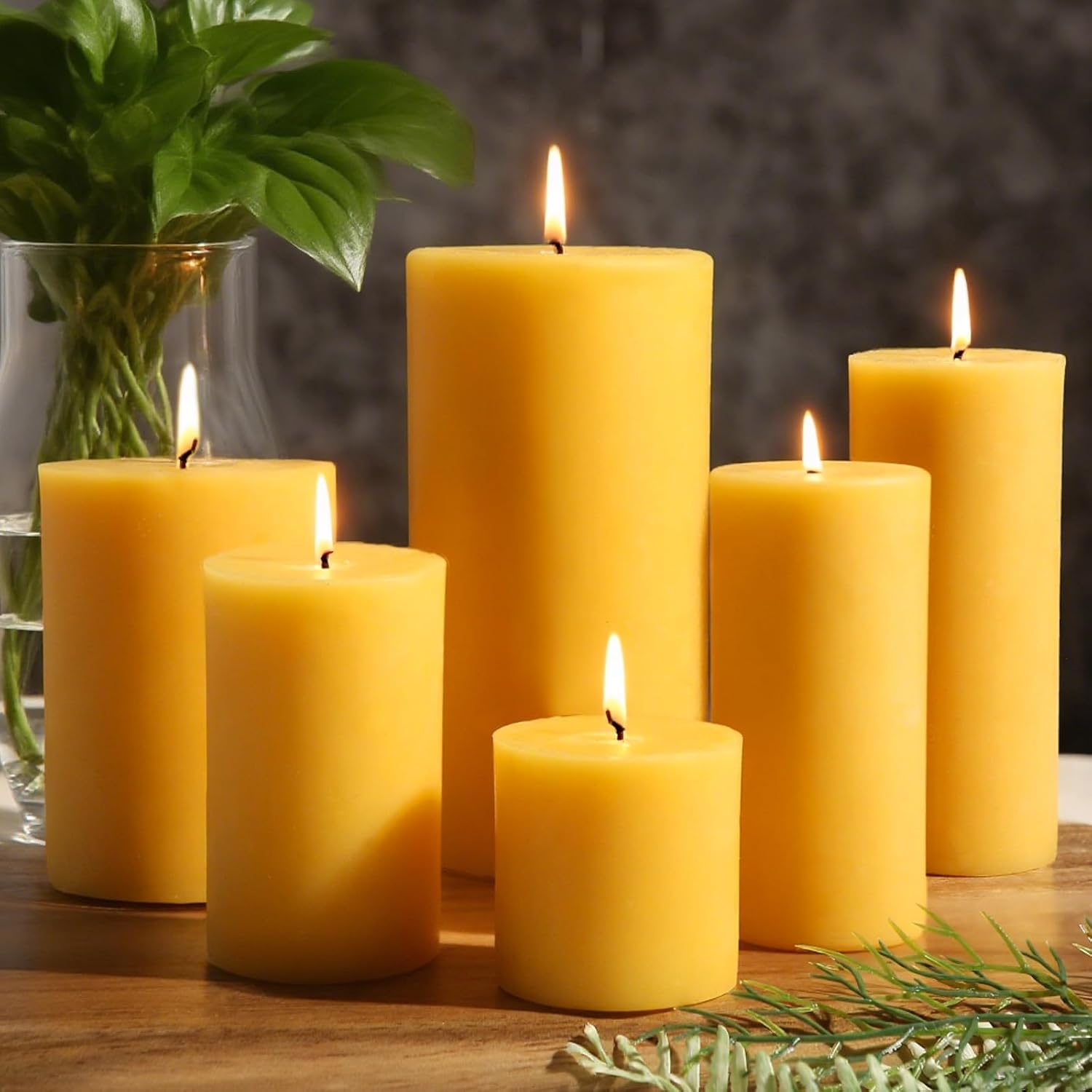 Home Fragrance Non Toxic - ชุดเทียนขี้ผึ้ง 6 ชิ้น, เทียนทรงกระบอกธรรมชาติปลอดสารพิษแบบขายส่ง | เชื้อเพลิงสะอาด