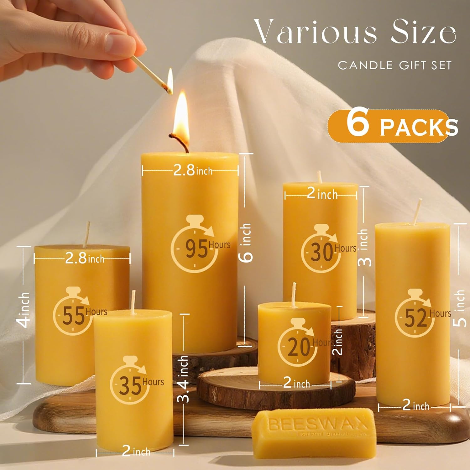 ชุดเทียนขี้ผึ้ง 6 ชิ้น, เทียนท - Home Fragrance Non Toxic บทวิจารณ์และราคา